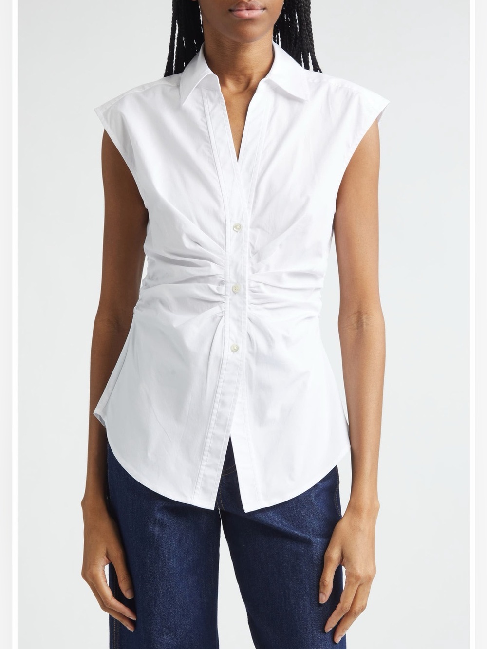 Veronica Beard Devra Ruched Button-Up Shirt size 6